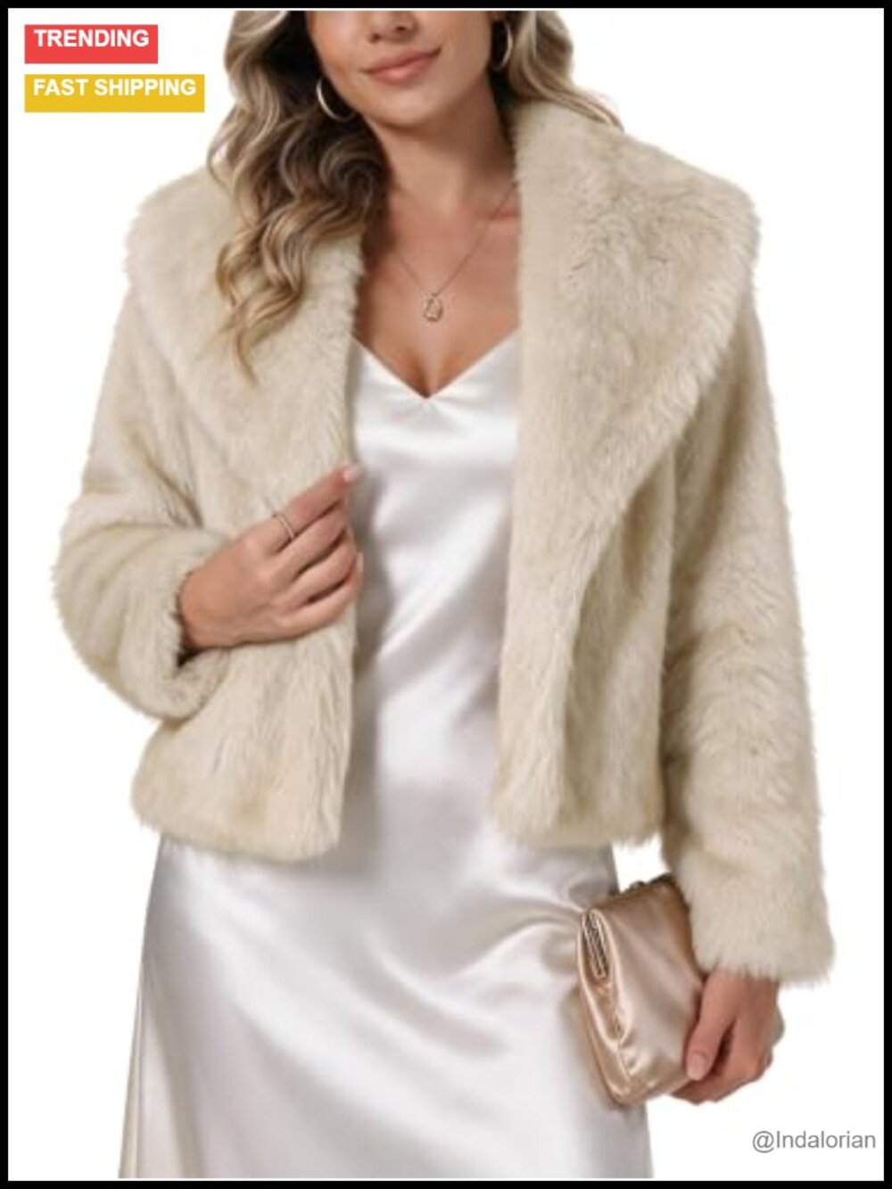 Faux Fur Coat Shawl Collar Short Crop Jacket Winter Outwear